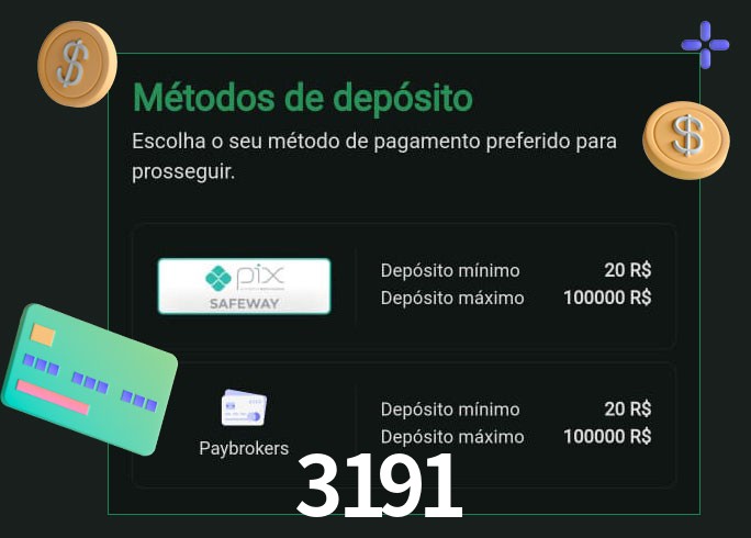 O cassino 3191bet oferece uma grande variedade de métodos de pagamento